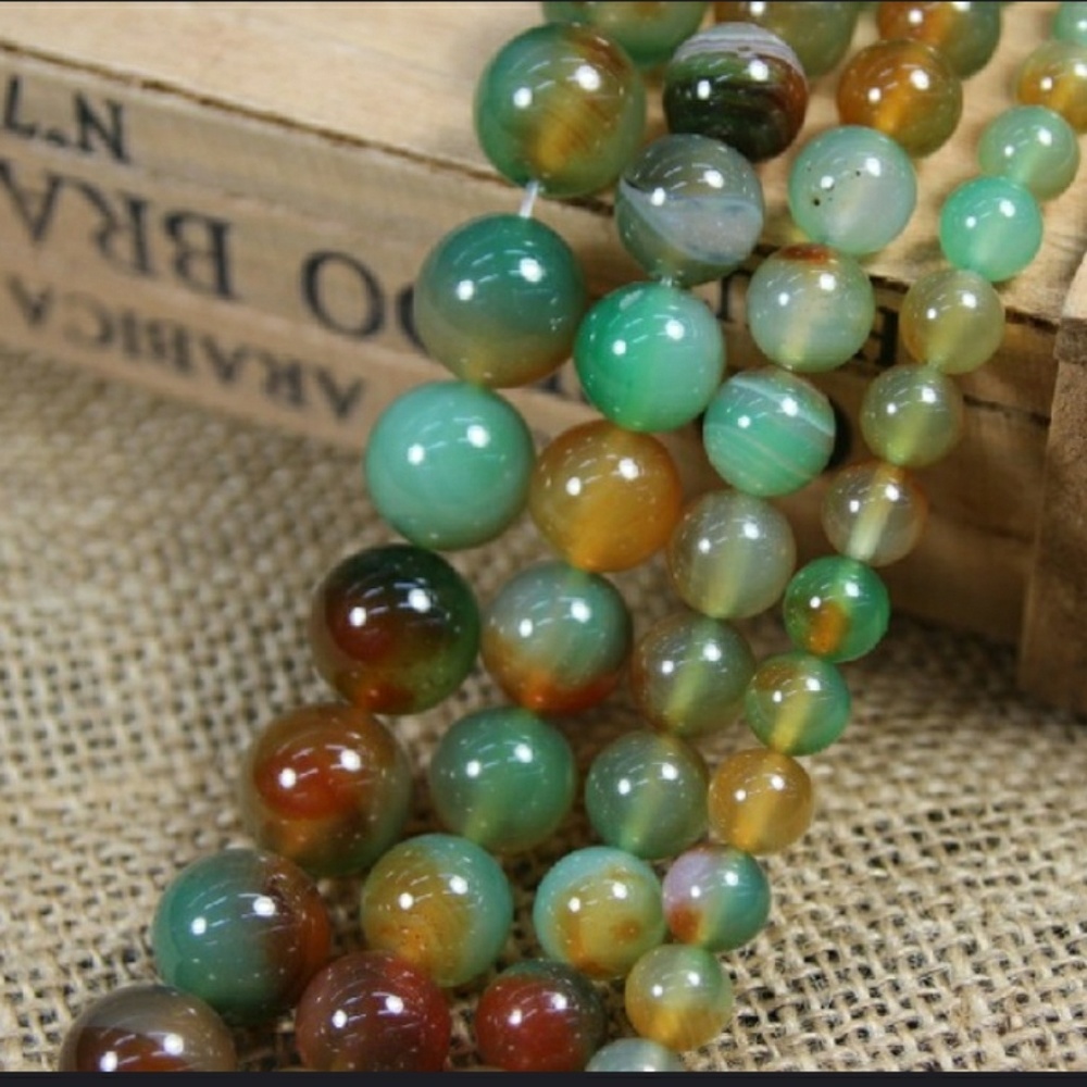 Smooth Peacock Agate Beads New